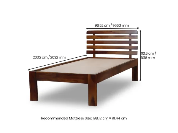 Alexa Solid Wood Single Bed with 4 Inches Mattress ( 78 x 36 Inches)